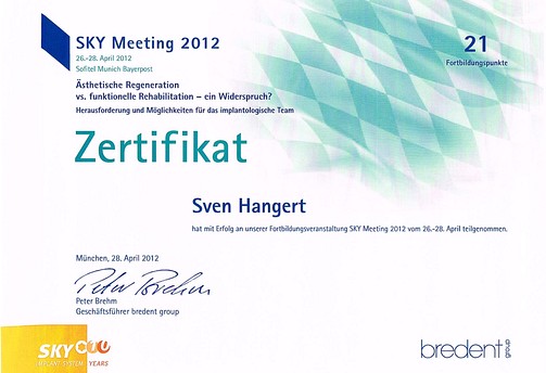 Zertifikat SKY Meeting 2012